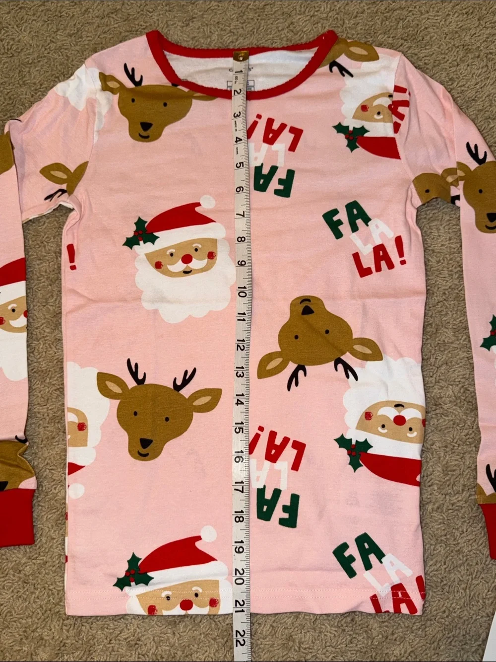Carter's Pink Santa & Reindeer Pajama Set with Red Trim